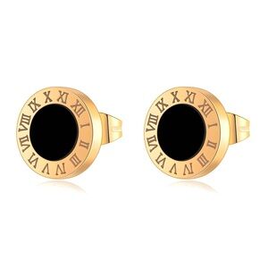Gold and Black Roman Numeral Earrings